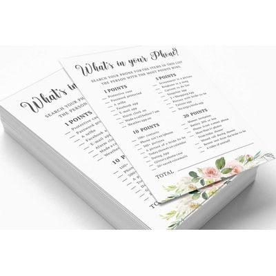 50 Cartões de Jogo Florais para Chá de Noiva e Despedida de Solteira, Quadrados, em Branco, para Preencher, Atacado - Inkdotpot 12,7 Cm × 17,78 Cm / Branco - O Que Tem no Seu Celular