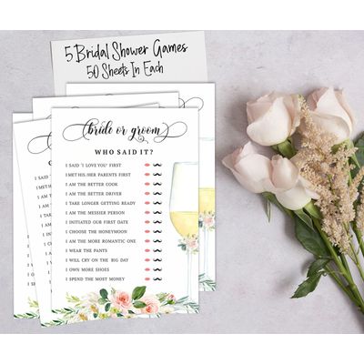 50 Cartões de Jogo Florais para Chá de Noiva e Despedida de Solteira, Quadrados, em Branco, para Preencher, Atacado - Inkdotpot 12,7 Cm × 17,78 Cm / Branco - Conjunto de Jogos