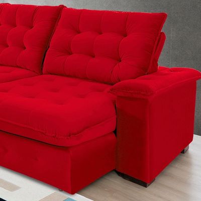 Sofá 3 Lugares Coliseu 2.30m Retrátil E Reclinável Super Pillow - Vermelho