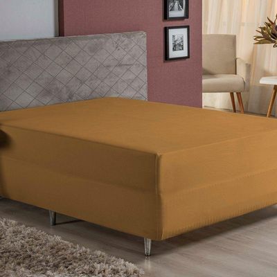 Lençol Com Elástico King Nobre 1 Peça Luva De Box 55cm De Altura Malha 100% Algodão - Cobre