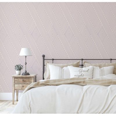 Papel de Parede Listras Ópticas Modernas Rosa, Vinil Autoadesivo Decorativo, Aplicação Fácil para Quarto, Armários e Salas - S4Sassy 63,5 cm (L) × 304,8 cm (C) / Rosa - Vinil Liso