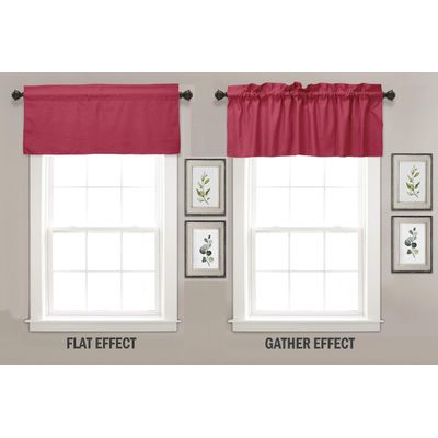 Bandô de Algodão Lisa com Bolso para Varão, Meia Cortina Decorativa para Janela da Cozinha - Vargottam 91,4 Cm (L) × 76,2 Cm (C) – 2 Painéis / Rosa