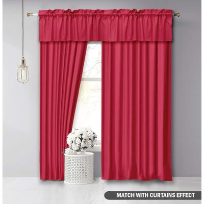 Bandô de Algodão Lisa com Bolso para Varão, Meia Cortina Decorativa para Janela da Cozinha - Vargottam 91,4 Cm (L) × 76,2 Cm (C) – 2 Painéis / Rosa