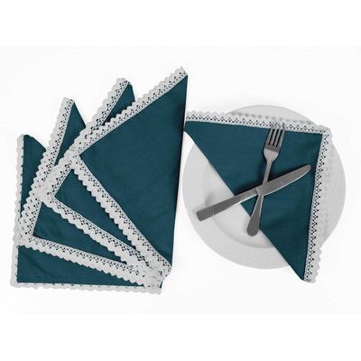 Decoração para Casa: Jogo Americano de Renda Lavável e Guardanapos para Mesa de Jantar - Vargottam 30,48 Cm × 45,72 Cm – Pacote Com 8 / Azul