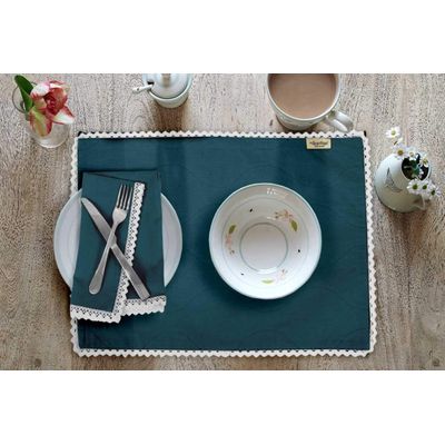 Decoração para Casa: Jogo Americano de Renda Lavável e Guardanapos para Mesa de Jantar - Vargottam 30,48 Cm × 45,72 Cm – Pacote Com 8 / Azul