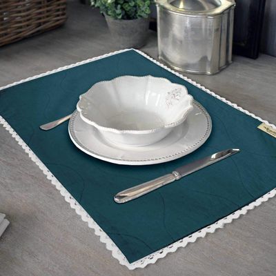 Decoração para Casa: Jogo Americano de Renda Lavável e Guardanapos para Mesa de Jantar - Vargottam 30,48 Cm × 45,72 Cm – Pacote Com 8 / Azul