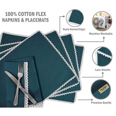 Decoração para Casa: Jogo Americano de Renda Lavável e Guardanapos para Mesa de Jantar - Vargottam 30,48 Cm × 45,72 Cm – Pacote Com 8 / Azul