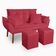 Kit Poltrona Decorativa Namoradeira 2 Puffs Quadrado E 2 Almofadas Suede Vermelho - Lm Decor
