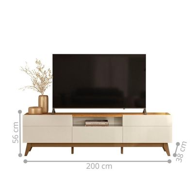 Rack Para Tv Com 5 Gavetase Nicho Central Aberto Off White