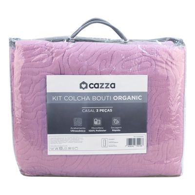 Kit Colcha Casal Boutis Mf Cazza Organic com 3 Peças Rosa 210x230cm