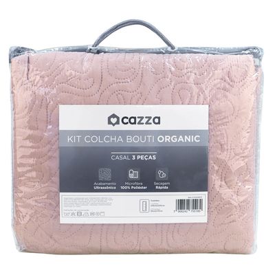 Kit Colcha Casal Boutis Mf Cazza Organic com 3 Peças Bege 210x230cm