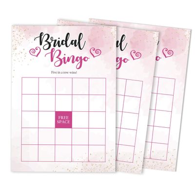 50 Cartões de Jogo Quadrados em Branco com Respingo em Aquarela para Chá de Noiva, Casamento e Despedida de Solteira - Inkdotpot 12,7 Cm × 17,78 Cm / Branco - Bingo da Noiva