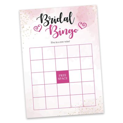 50 Cartões de Jogo Quadrados em Branco com Respingo em Aquarela para Chá de Noiva, Casamento e Despedida de Solteira - Inkdotpot 12,7 Cm × 17,78 Cm / Branco - Bingo da Noiva