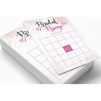 50 Cartões de Jogo Quadrados em Branco com Respingo em Aquarela para Chá de Noiva, Casamento e Despedida de Solteira - Inkdotpot 12,7 Cm × 17,78 Cm / Branco - Bingo da Noiva
