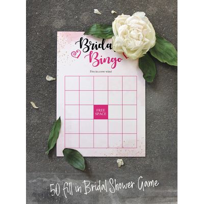 50 Cartões de Jogo Quadrados em Branco com Respingo em Aquarela para Chá de Noiva, Casamento e Despedida de Solteira - Inkdotpot 12,7 Cm × 17,78 Cm / Branco - Bingo da Noiva