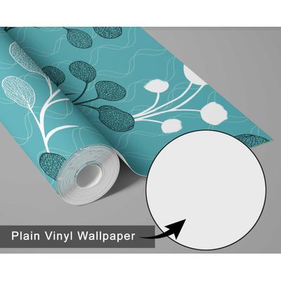 Papel de Parede Autoadesivo Vinílico Removível Estampa de Botões Florais Verdes para Entrada e Escritório - S4sassy 63,5 cm (L) × 609,6 cm (C) / Verde - Vinil Liso