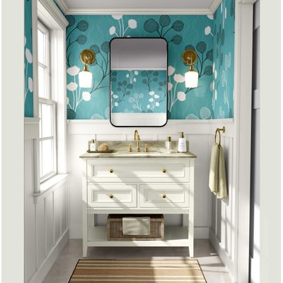 Papel de Parede Autoadesivo Vinílico Removível Estampa de Botões Florais Verdes para Entrada e Escritório - S4sassy 63,5 cm (L) × 609,6 cm (C) / Verde - Vinil Liso