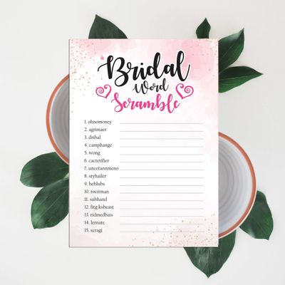 50 Cartões de Jogo Quadrados em Branco com Respingo em Aquarela para Chá de Noiva, Casamento e Despedida de Solteira - Inkdotpot 12,7 Cm × 17,78 Cm / Branco - Jogo de Palavras da Noiva