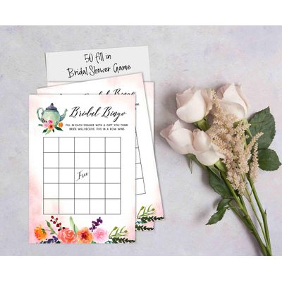 Coleção Floral para Despedida de Solteira e Chá de Noiva Cartas do Jogo Polish Or Porn Pacote com 50 Unidades - Inkdotpot 12,7 Cm × 17,78 Cm / Branco - Bingo da Noiva