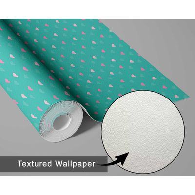 Papel de Parede com Estampa de Coração Verde, Vinil Autoadesivo, Decorativo Fácil de Aplicar para Quarto e Sala de Estar - S4Sassy 63,5 cm (L) × 304,8 cm (C) / Verde - Vinil Texturizado