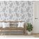 Papel de Parede Botânico Estilo Asiático, Vinílico Autoadesivo, Revestimento Decorativo Fácil DIY para Quarto e Sala, Cinza - S4Sassy 63,5 cm (L) × 914,4 cm (C) / Cinza - Vinil Texturizado