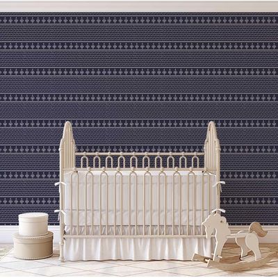 Dabu Stripe Papel de Parede Floral Estilo Asiático Autoadesivo, Revestimento Decorativo, DIY Fácil para Quarto e Sala - Azul - S4Sassy 63,5 cm (L) × 152,4 cm (C) / Azul - Vinil Texturizado