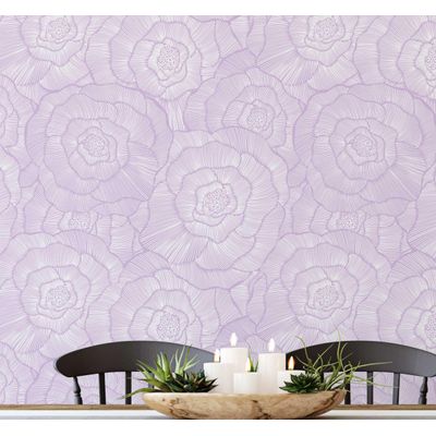 Adesivo de Parede Roxo Moderno Removível Papel Contact Vinílico Autoadesivo Floral de Linhas Finas à Prova d'água para Móveis - S4sassy 63,5 cm (L) × 914,4 cm (C) / Roxo - Vinil Texturizado