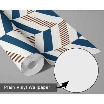 Papel de Parede Autoadesivo Estampa Espinha de Peixe Listrada Azul, Vinil Removível para Parede de Entrada, Decoração Fácil - S4sassy 63,5 cm (L) × 152,4 cm (C) / Azul - Vinil Texturizado