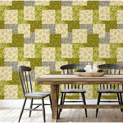 Papel de Parede Estampa de Folhas Patch, Estilo Asiático, Vinil Autoadesivo, Aplicação DIY Fácil para Quarto e Sala - Verde - S4Sassy 63,5 cm (L) × 609,6 cm (C) / Verde - Vinil Texturizado