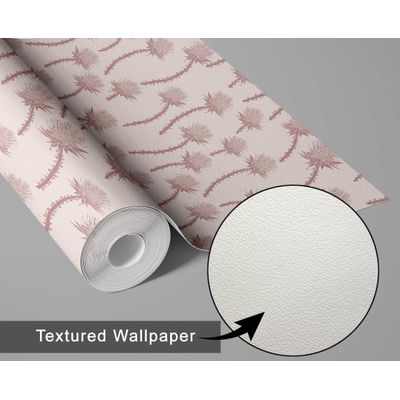Adesivo de Parede Autocolante Rosa, Estampa de Cardo, Vinil Removível - Mural Moderno para Quarto, Banheiro, Lavanderia e Closet - S4Sassy 63,5 cm (L) × 152,4 cm (C) / Rosa - Vinil Texturizado