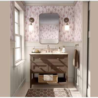 Adesivo de Parede Autocolante Rosa, Estampa de Cardo, Vinil Removível - Mural Moderno para Quarto, Banheiro, Lavanderia e Closet - S4Sassy 63,5 cm (L) × 152,4 cm (C) / Rosa - Vinil Texturizado
