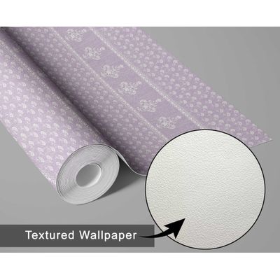 Papel de Parede Floral Listrado Dabu - Estilo Asiático Autoadesivo, Decorativo, DIY Fácil para Quarto e Sala - Roxo - S4Sassy 63,5 cm (L) × 914,4 cm (C) / Roxo - Vinil Texturizado