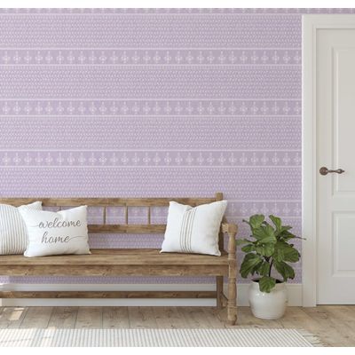 Papel de Parede Floral Listrado Dabu - Estilo Asiático Autoadesivo, Decorativo, DIY Fácil para Quarto e Sala - Roxo - S4Sassy 63,5 cm (L) × 914,4 cm (C) / Roxo - Vinil Texturizado