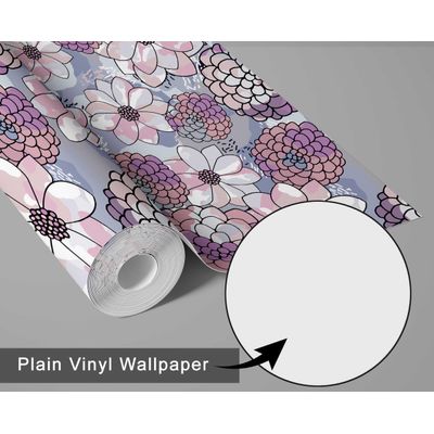 Papel de Parede Autoadesivo com Estampa Flor de Pêssego Pastel, Vinílico Impermeável, Rosa, Removível, Ideal para Quarto e Sala - S4sassy 63,5 cm (L) × 304,8 cm (C) / Rosa - Vinil Liso