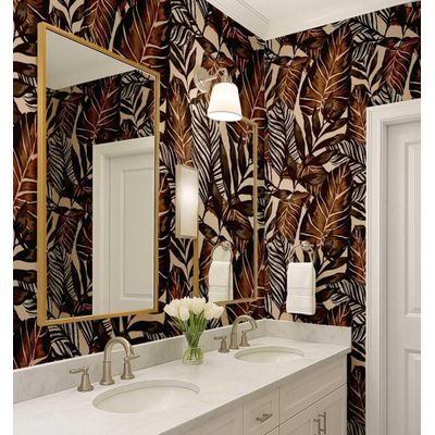 Papel de Parede Folhas Tropicais Marrom, Vinil Autoadesivo, Revestimento Decorativo Fácil DIY para Quarto e Sala - S4Sassy 63,5 cm (L) × 304,8 cm (C) / Marrom - Vinil Liso