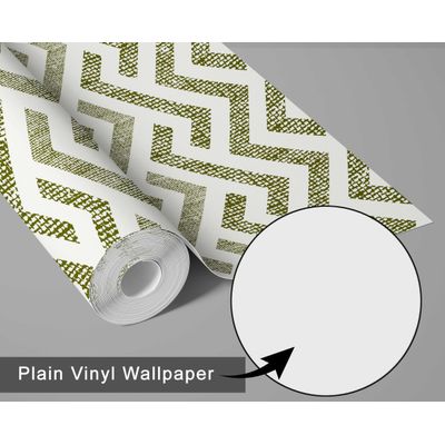 Papel de Parede Vinílico Autoadesivo Removível, Estampa Zigzag Impermeável, Verde, Quartos e Salas, Espaços para Inquilinos - S4Sassy 63,5 cm (L) × 152,4 cm (C) / Verde - Vinil Liso