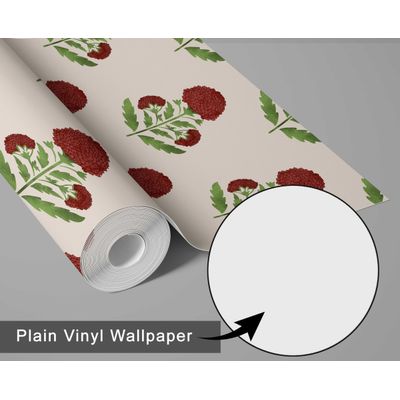 Papel de Parede Vinílico Autoadesivo Marrom, Estampa de Botões Florais - Mural Asiático, para Banheiro, Lavanderia e Closet - S4Sassy 63,5 cm (L) × 914,4 cm (C) / Marrom - Vinil Texturizado