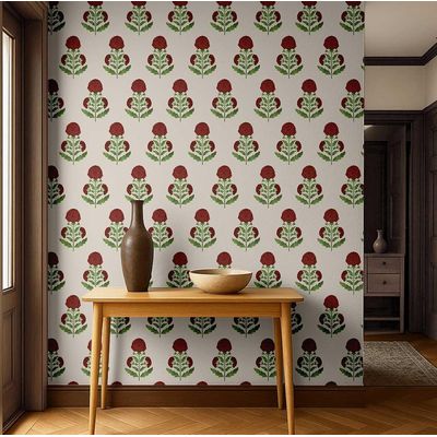 Papel de Parede Vinílico Autoadesivo Marrom, Estampa de Botões Florais - Mural Asiático, para Banheiro, Lavanderia e Closet - S4Sassy 63,5 cm (L) × 914,4 cm (C) / Marrom - Vinil Texturizado