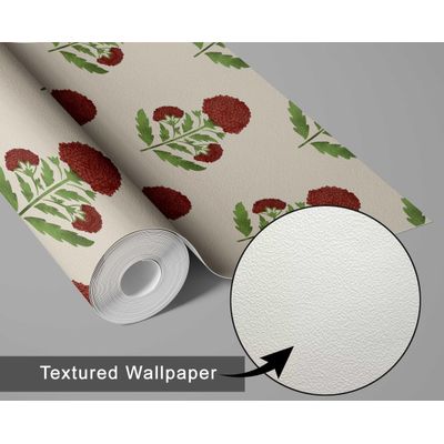 Papel de Parede Vinílico Autoadesivo Marrom, Estampa de Botões Florais - Mural Asiático, para Banheiro, Lavanderia e Closet - S4Sassy 63,5 cm (L) × 914,4 cm (C) / Marrom - Vinil Texturizado