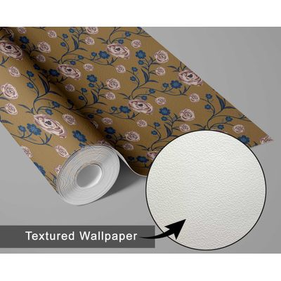 Revestimento de Parede Autoadesivo Vintage Rosas em Flor Verde, Mural Removível para Quarto, Banheiro, Lavanderia, Closet - S4Sassy 63,5 cm (L) × 914,4 cm (C) / Verde - Vinil Texturizado