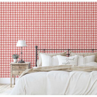 Papel de Parede Xadrez Laranja Vinil Autoadesivo, Revestimento Decorativo Fácil para Quarto, Sala e Ambientes - S4Sassy 63,5 cm (L) × 609,6 cm (C) / Laranja - Vinil Liso
