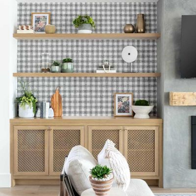 Revestimento de Parede Xadrez Cinza, Papel de Parede Vinílico Autoadesivo, Envelopamento Decorativo, DIY Fácil para Quarto, Sala - S4Sassy 63,5 cm (L) × 152,4 cm (C) / Cinza - Vinil Liso