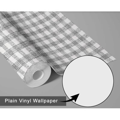 Revestimento de Parede Xadrez Cinza, Papel de Parede Vinílico Autoadesivo, Envelopamento Decorativo, DIY Fácil para Quarto, Sala - S4Sassy 63,5 cm (L) × 152,4 cm (C) / Cinza - Vinil Liso
