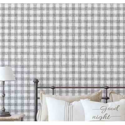 Revestimento de Parede Xadrez Cinza, Papel de Parede Vinílico Autoadesivo, Envelopamento Decorativo, DIY Fácil para Quarto, Sala - S4Sassy 63,5 cm (L) × 152,4 cm (C) / Cinza - Vinil Liso