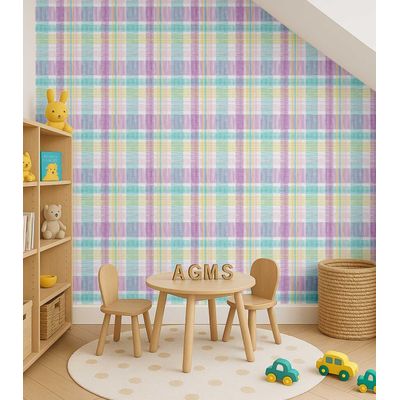 Papel de Parede Xadrez Verde Autoadesivo em Vinil, Fácil Aplicação para Quarto Infantil e Brinquedoteca - S4Sassy 63,5 cm (L) × 304,8 cm (C) / Verde - Vinil Liso