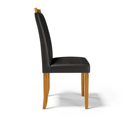 Kit Com 2 Cadeiras Ana Madeira Maciça Estofadas Para Mesa De Jantar Courino Preto 503