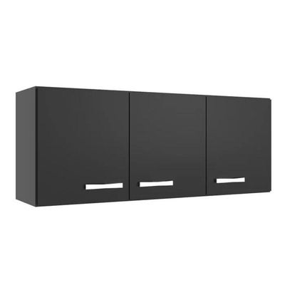 Armário Aéreo De Cozinha 3 Portas Carolina - Black Black
