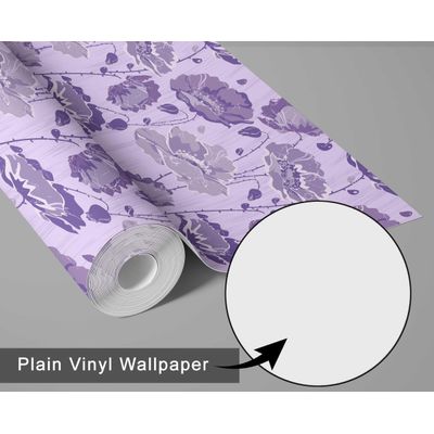 Papel de Parede Flower Bloom, Revestimento Roxo em Vinil Autoadesivo, Adesivo Decorativo, Instalação Fácil para Quarto e Sala - S4Sassy 63,5 cm (L) × 152,4 cm (C) / Roxo - Vinil Texturizado