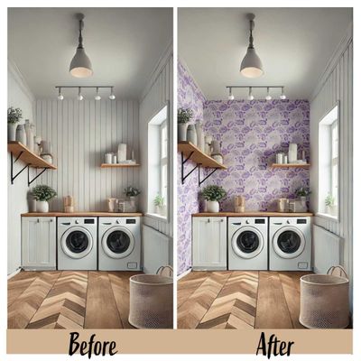 Papel de Parede Flower Bloom, Revestimento Roxo em Vinil Autoadesivo, Adesivo Decorativo, Instalação Fácil para Quarto e Sala - S4Sassy 63,5 cm (L) × 152,4 cm (C) / Roxo - Vinil Texturizado