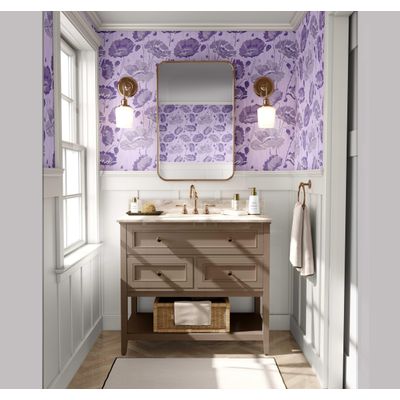 Papel de Parede Flower Bloom, Revestimento Roxo em Vinil Autoadesivo, Adesivo Decorativo, Instalação Fácil para Quarto e Sala - S4Sassy 63,5 cm (L) × 152,4 cm (C) / Roxo - Vinil Texturizado